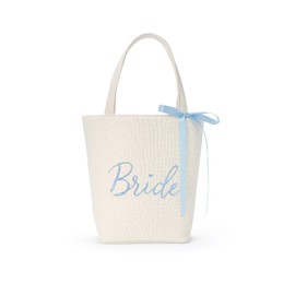 MTaM More Than a Mood Something Blue Perfect Bride Bag | White Bride to be Handbag, Bride Gift Bag, Bachelorette Decorations, Bridal Shower Unique Keepsake, Engagement Party Gift