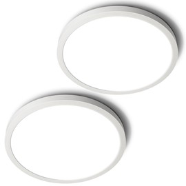 SunRider 2-Pack LED Flush Mount Ceiling Light Fixture, 5000K Daylight White, 2400LM, 12 Inch 24W 240W Equiv. Round Flat Ceiling Lights, Non-Dimmable