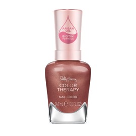 Sally Hansen Color Therapy Nail Polish | Biotin, Argan Oil, Long Lasting, Healthy Nails, Nail Strengthener, Opaque | 196 Raisin the Bar | Chestnut Brown Nail Color