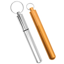 PIYANYO Stainless steel portable toothpick holder toothpick case Toothpick storage box toothpick crossbow Suitable for travel outdoor picnic camping (gold/silver) - 2PCS