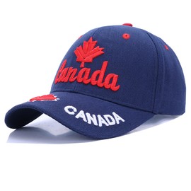 Koijhnb Adult Unisex Canada Flag Baseball Cap Maple Leaf Embroidered Men Women Adjustable Cotton Canada Golf Dad Hat(Dark Blue)