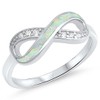 Clear CZ White Simulated Opal Infinity Knot Ring .925 Sterling
