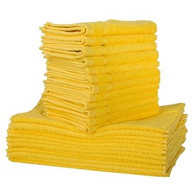 Seleq 450GSM Yellow Turkish Cotton Washcloths Bulk 13" x 13" - Set of 24