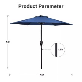 Simple Deluxe 7.5ft Patio Umbrella Outdoor Market Umbrella with Push Button Tilt/Crank Blue