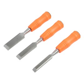 Buck Brothers 120203K 3-Piece Wood Chisel Set With Acetate Handles | 1/2 Inch, 3/4 Inch, 1 Inch Chisels Included | Carve, Cut, and Shape Wood, Install Windows and Doors | Carpentry Tools,Orange
