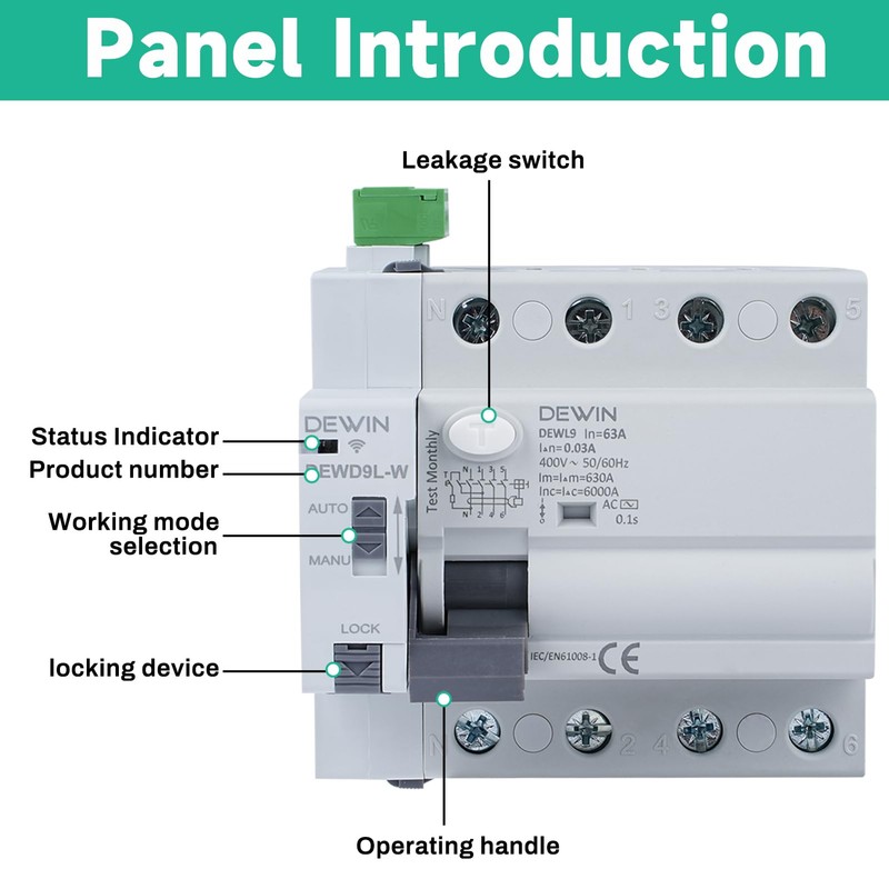 DEWIN FI Circuit Breaker with Automatic Reactivation, FI Automatic Reconnection