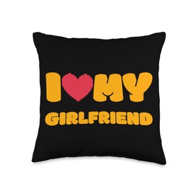 Boyfriend gift I Love My Girlfriend Gift for Boyfriend Throw Pillow, 16x16, Multicolor
