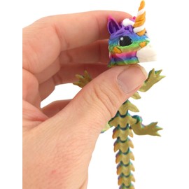 3D Printed Alicorn Dragon Figurine, 6 Inch Articulated Fantasy Collectible, White (Without Wings, Silk Candy Rainbow)