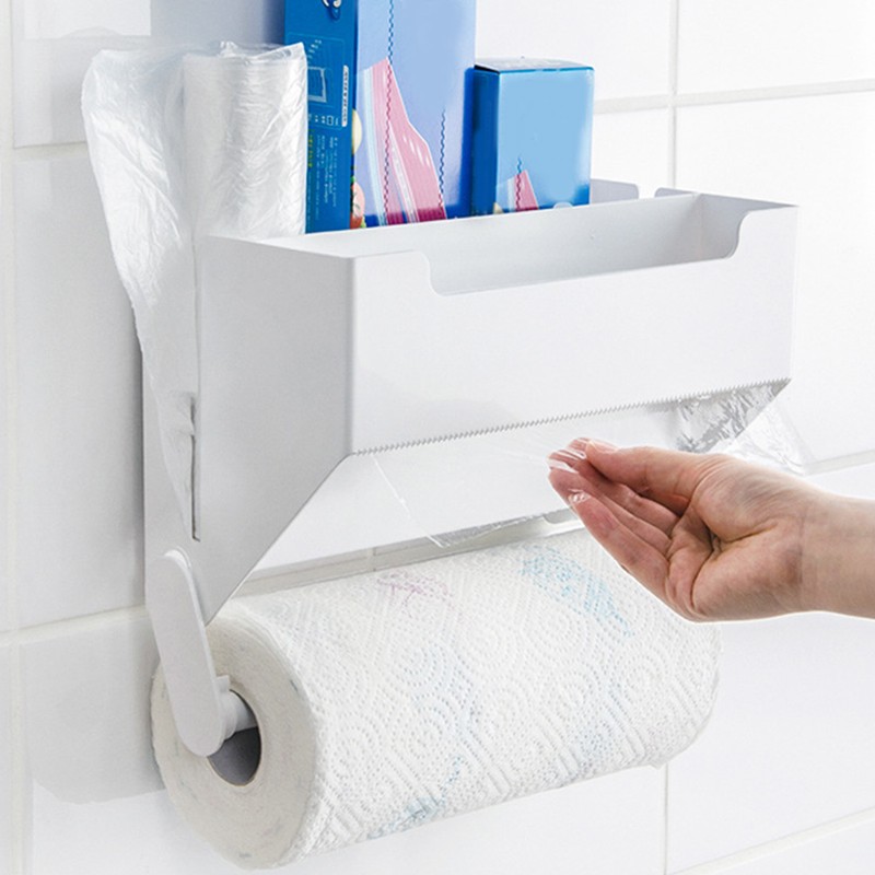 Paper Towel Holder with Shelf Plastic Wall Mounted Paper Towel