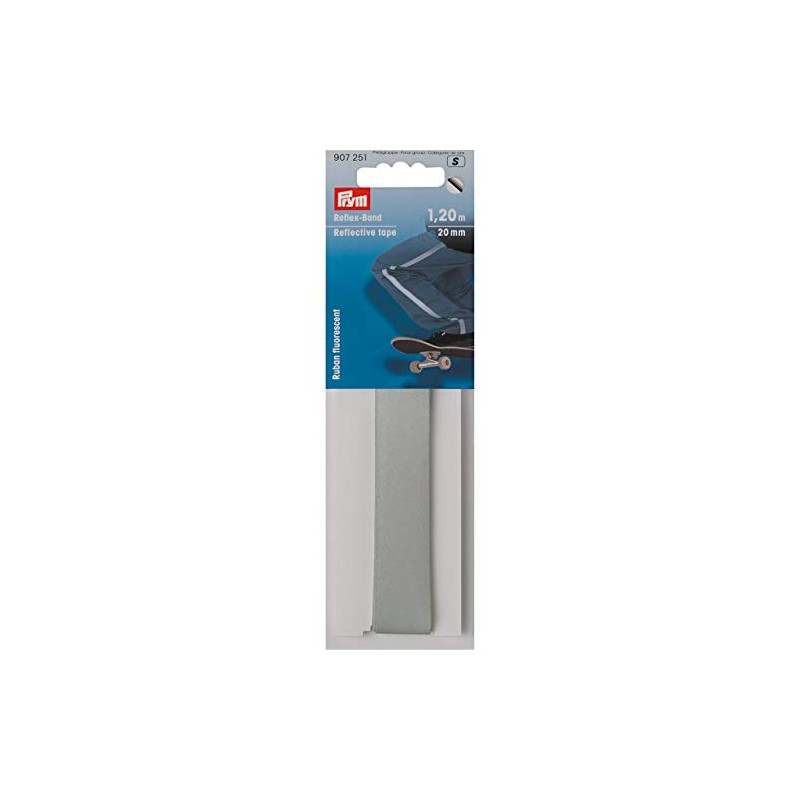 Prym Reflex-Band 20 mm selbstklebend, 65% PES 35% CO, silberfarbig