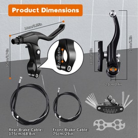 VidFair 1 Pairs Bike Brakes,Universal Complete V Bike Brakes Set,Mountain Bike Replacement for Most Bicycle,Road Bike Brakes Cables with Front Back Wheels Bike Brake Levers and All Fixings