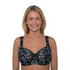 Gemm Ladies Black Turquoise Embroidered Large Bosom Lace Underwired Firm