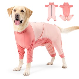 Etdane Dog Onesie Surgery Recovery Suit for Female Male Dogs After Spayed Suit Surgical Recovery Suit Anti Shedding Body Suit for Small Medium Large Dog Pink/M