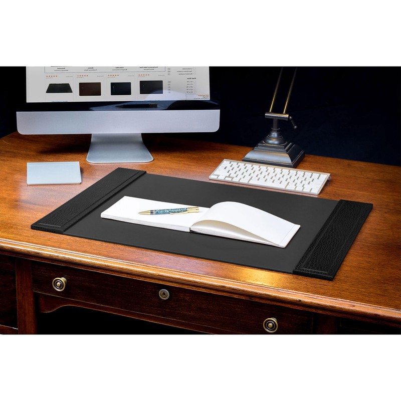 Dacasso 25.5” x 17.25” Black Crocodile Embossed Luxury Leather Desk