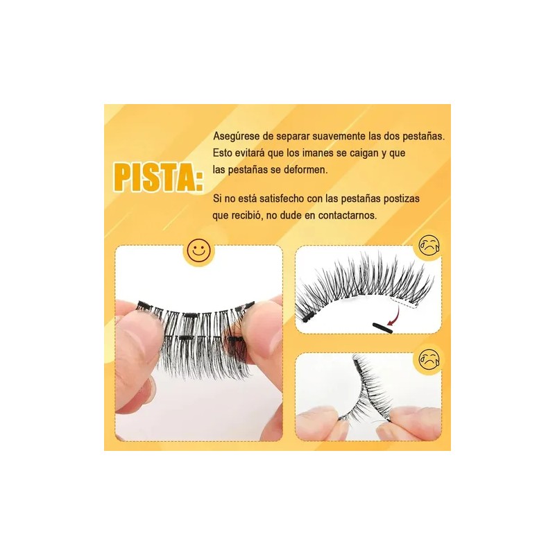 2 Pares Pestañas Magnéticas Natural Reutilizables + Aplicador Aspecto Natural