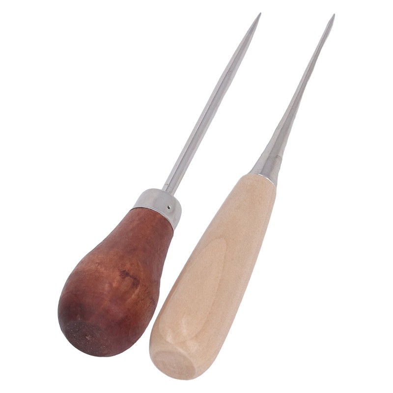 8Pcs Leather Awl Wooden Ergonomic Handle Stainless Steel Effort Saving