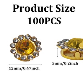 pson 100Pcs 12mm Flower Shape Sew on Rhinestones Crystals with Metal Claw Setting for DIY Clothes, Jewelry, Headbands, Crafts & Sewing Projects(Yellow)