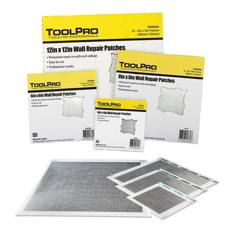 ToolPro Professional Grade Drywall Repair Patch, 10 Pack (4 inch