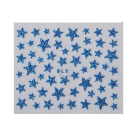 Generic Blue Glitter Stars 3D Nail Sticker Blue Nail Wraps Stickers Manicure Supplies for Women Nails Full Long Lasting Easy Apply and Remove