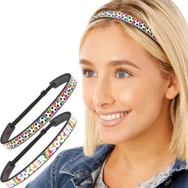 Hipsy Blades Adjustable & Flexible No Slip Soccer Sports Headbands for Women Girls & Teens (Blades Tie Dye Kicking Soccer & Soccer Balls 2pk)