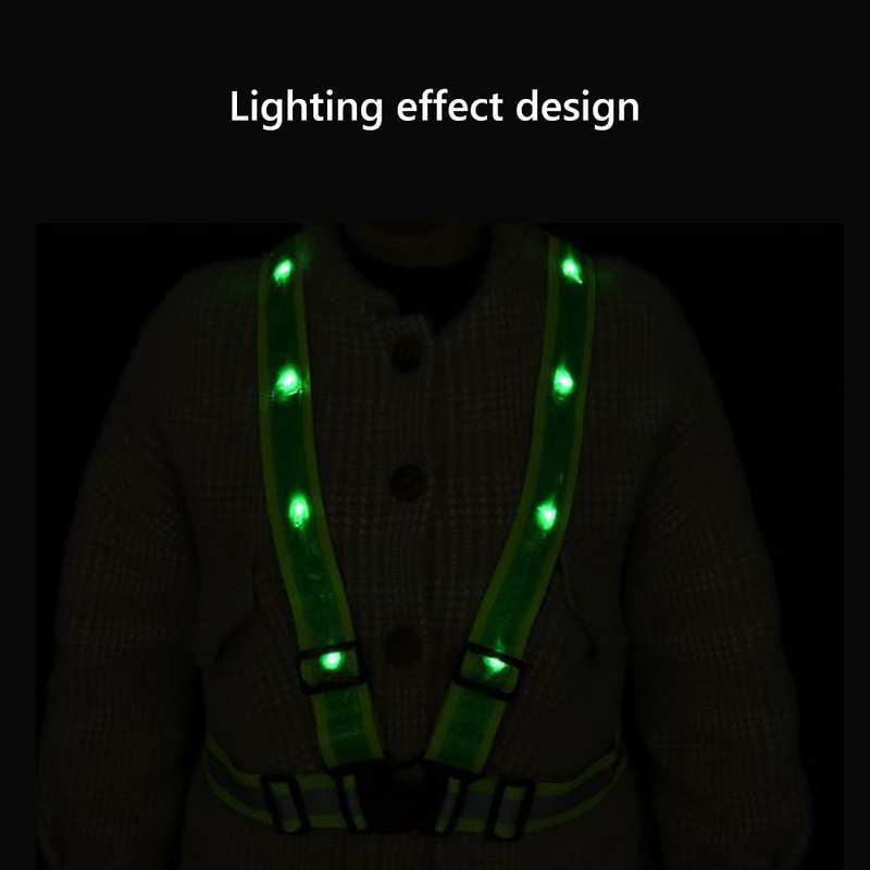 LED Reflective Safety Vest Adjustable USB Rechargeable Vest Warning Vest