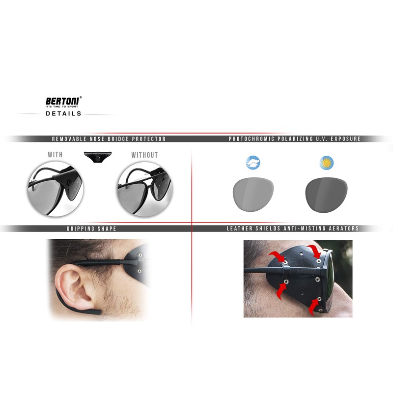 BERTONI Glacier Polarized Sunglasses for Mountain Hiking Trekking Ski mod