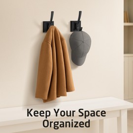 kesink Bathroom Hooks for Towels 2 Pack, Heavy Duty Wall Hooks All Metal Towel Hook for Wall Matte Black, Entryway or Bedroom, BCH400-BK-P2