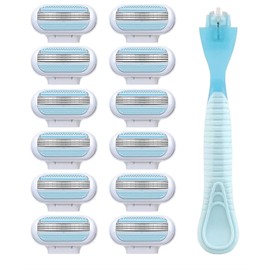 12 Pcs Women'S Razor Blades Refills, Compatible with Gillette Venus Smooth Razor, 3 Layer Blade Washable Easy to Replace Deliver an Extra Smooth Shave that Lasts