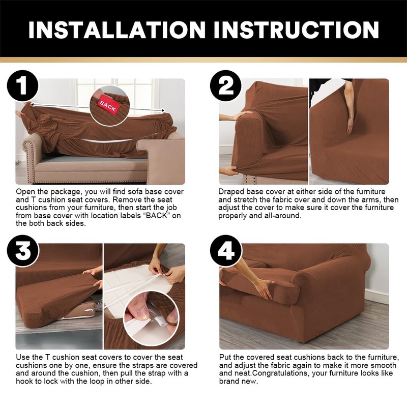 PrinceDeco T Cushion Loveseat Slipcover 3 Pieces Sofa Covers for