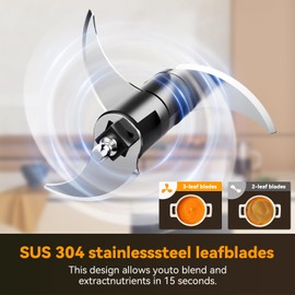 Protable Immersion Blender 6 in 1 Hand Blender 2000mAh, Handheld Blender Stainless Steel Blade With 300ml Mixing Beaker, Chopper, Whisk and Milk Frother