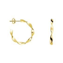 SOFIA MILANI - Women's Earrings 925 Silver Spiral Hoop Earrings, Yellow Gold, No Gemstone