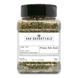 Raw Essentials Prime Rib Rub – Herbaceous and Savory – Rub on Prime Ribs, Steaks, Roasts, and Vegetables - 9 Ounce Bottle