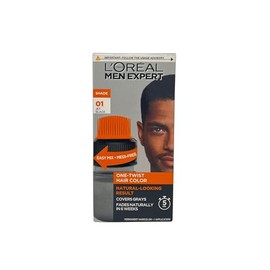 L’Oreal Paris Men Expert One Twist Mess Free Permanent Haircolor, Covers Grays, Jet Black 01, 1 Application Kit