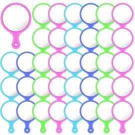 Yalikop 48 Pcs Mini Handheld Mirror Small Held Mirror 2.4 Inches Cosmetic Round Mirror with Handle Portable Small Handheld Mirror Travel Makeup Handheld Mirrors for Women Girls