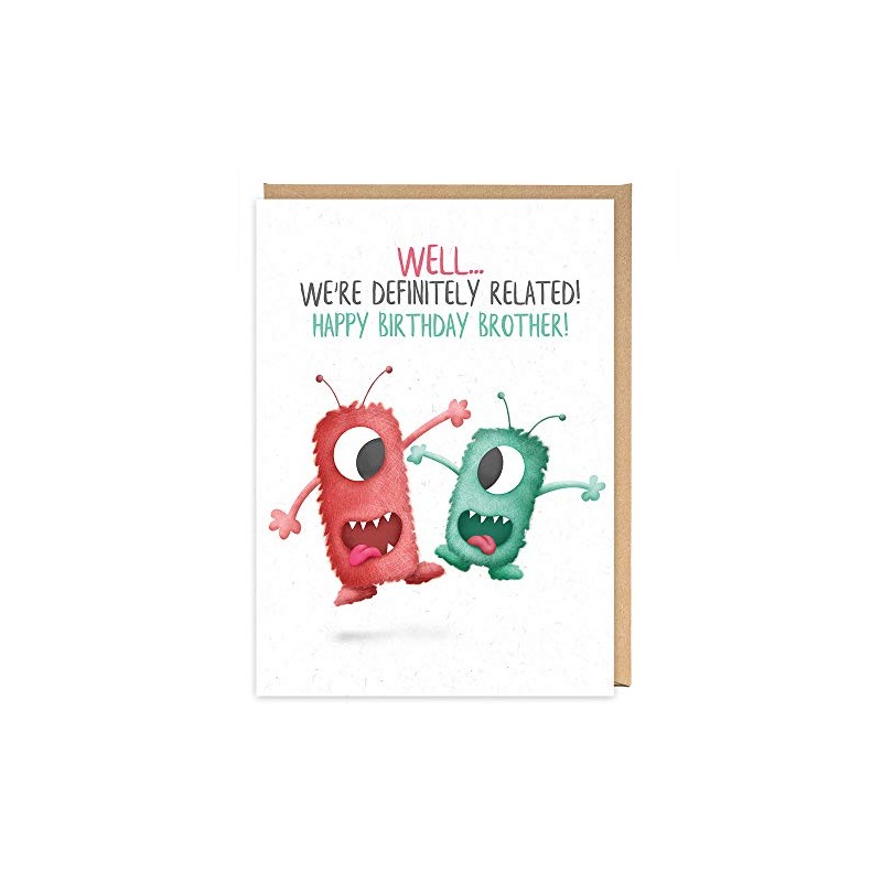 Funny Brother Birthday card, Happy Birthday Brother, Cute crazy monsters,