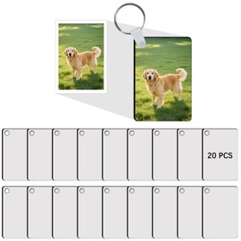 AiDiYGECO 60 Pcs Sublimation Keychain Blanks Ornament bulk Rectangle Double sided Heat Press Printing MDF Sublimation Blank key chain