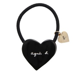 agn? s b. HA03-01 Heart Motif Hair Elastic Hair Accessory Bracelet (Black)
