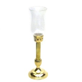 India Overseas Trading Corporation Solid Brass Candle Holder (Taper) w. Glass Chimney, 15"