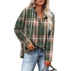 Womens Tops Dressy Casual V Neck Sweatshirts Holiday Outfits Vacation Travel Hoodies Ugly Christmas Sweaters Plaid Green XL