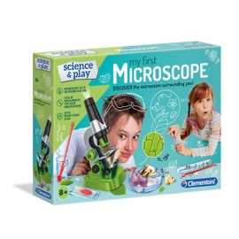 Clementoni 61724 -Science and Play-Microscope-Made in Italy-Science Toy-Laboratory and experiment kit for Kids from 8 Years Old and Older, English, Black