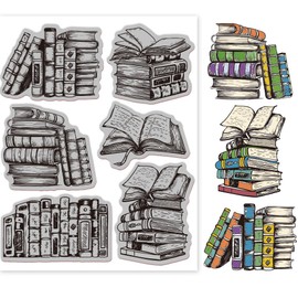 GLOBLELAND Vintage Books Cling Rubber Stamp 7.09x8.66inch Retro Sketch Books EVA Stamps Embossing Stamp Seal for DIY Scrapbooking and Card Making Paper Craft Decor