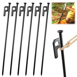 Pack of 6 Tent Pegs Steel Pegs, 30 cm Screw Pegs, Camping Metal, Stakes, Stable, Tent Pegs, Made of Steel, Tent Pegs, Storm Proof for Camping, Outdoor, Hiking