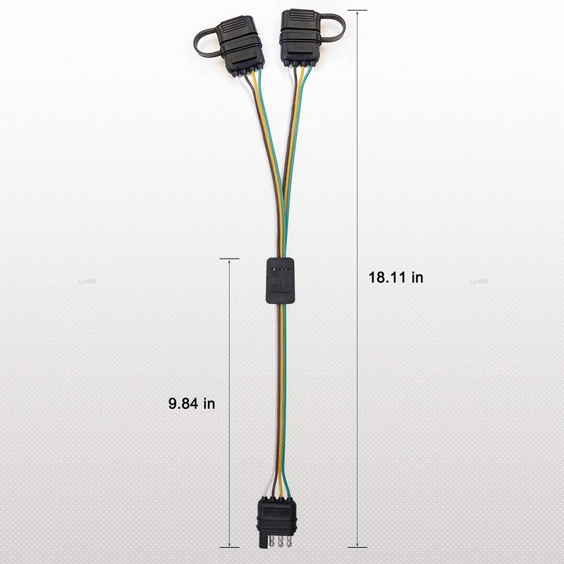 Trailer Wiring Harness Universal 4 Way Flat Y-Splitter Plug and
