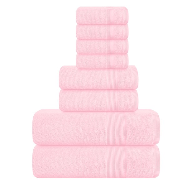 Belizzi Home 8 Piece Towel Set 100% Ring Spun Cotton,