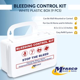 MFASCO Bleeding Control Kit, Compressed Gauze, Chest Seal, Portable Stop The Bleed Kit Plus Tourniquet, Easy-to-Open Packaging, Packed in A Plastic Kit That Can Be Mounted or Carried