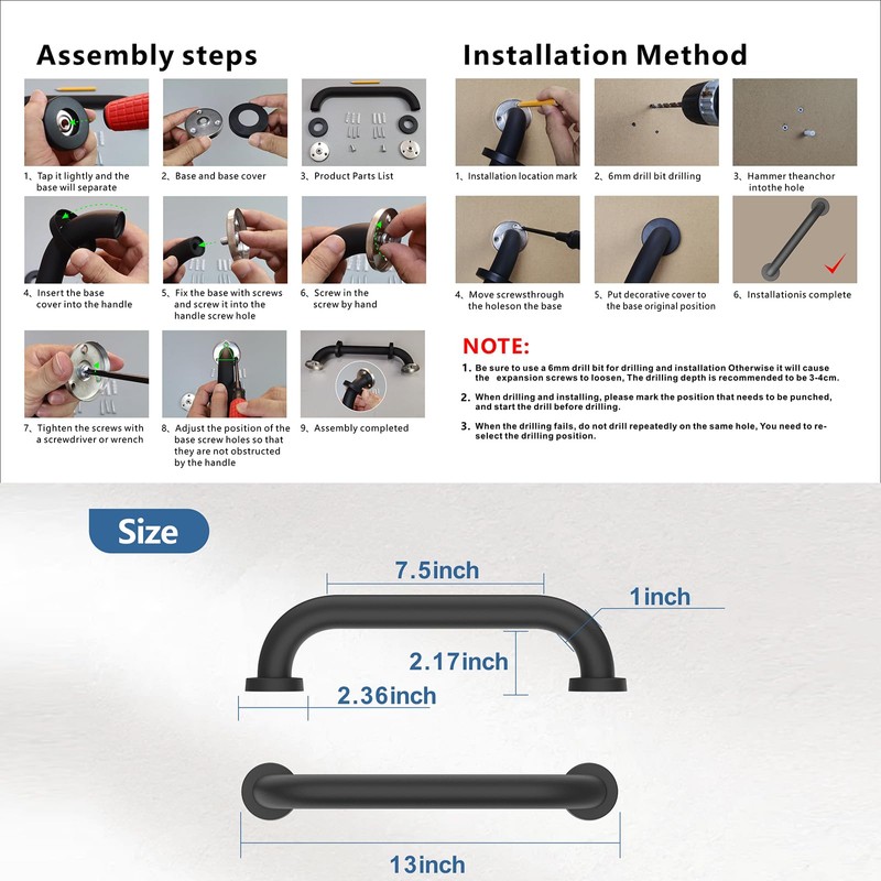 Stair Hand Railing,Safety Handle Bar,Iron Outdoor Deck Rail,Safety Handle Bar,Banister