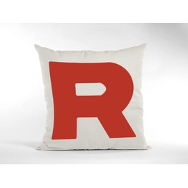 Geeky Cushion Cover - R Team Scatter Cushion Home Accessory Pillow Bedroom Blast Off Computer Game Ash Cards - Natural Canvas 40x40cm