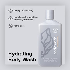 Black Wolf Black Wolf Hydrating Body Wash for Men, Sandalwood - Mens Moisturizing Bodywash for Dry, Dehydrated, & Sensitive Skin - Hyaluronic Acid, Aloe Vera, & Jojoba Oil Body Cleanser Help Remove Oil & Dirt