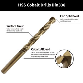 NORTOOLS Drill Bit Sets 180 PCS M35 Cobalt 5% DIN338 Hss-G Metal Drill Set for Steel Alloy Steel 0.4-3.2mm