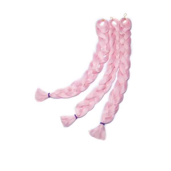 3 Bundles Long 41 Inch Synthetic Jumbo Braid Crochet Braids Hairpiece Braiding Hair Extensions Light Pink